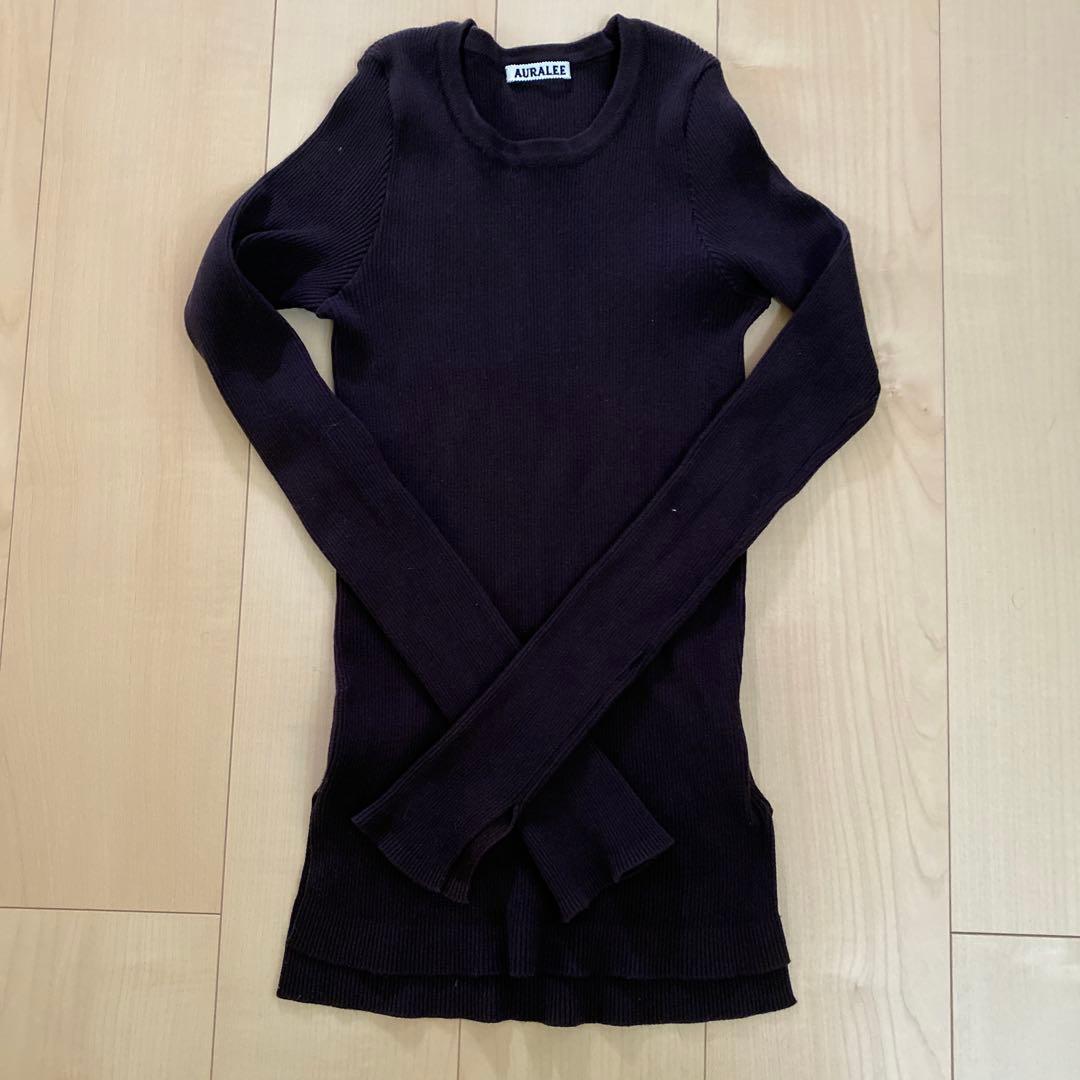 AURALEE オーラリー　ギザリブ Uネック ダークブラウン
