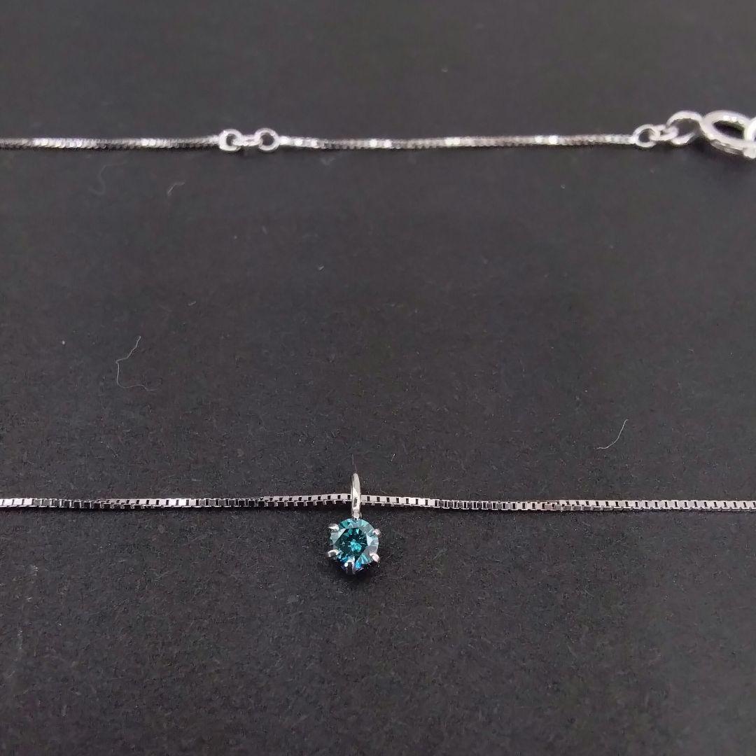 K10WGブルーダイヤモンドネックレス　(0.08ct )　　中古品
