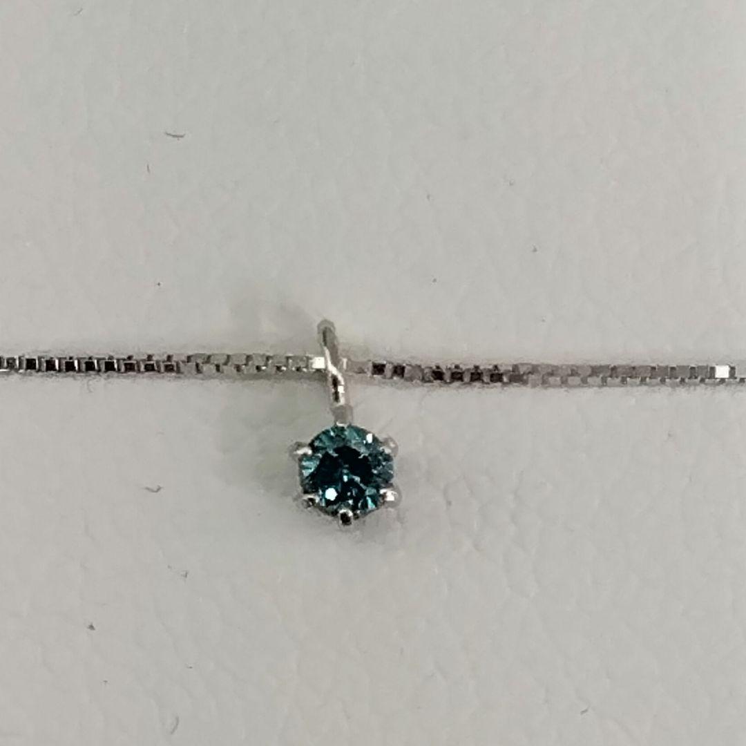 K10WGブルーダイヤモンドネックレス　(0.08ct )　　中古品