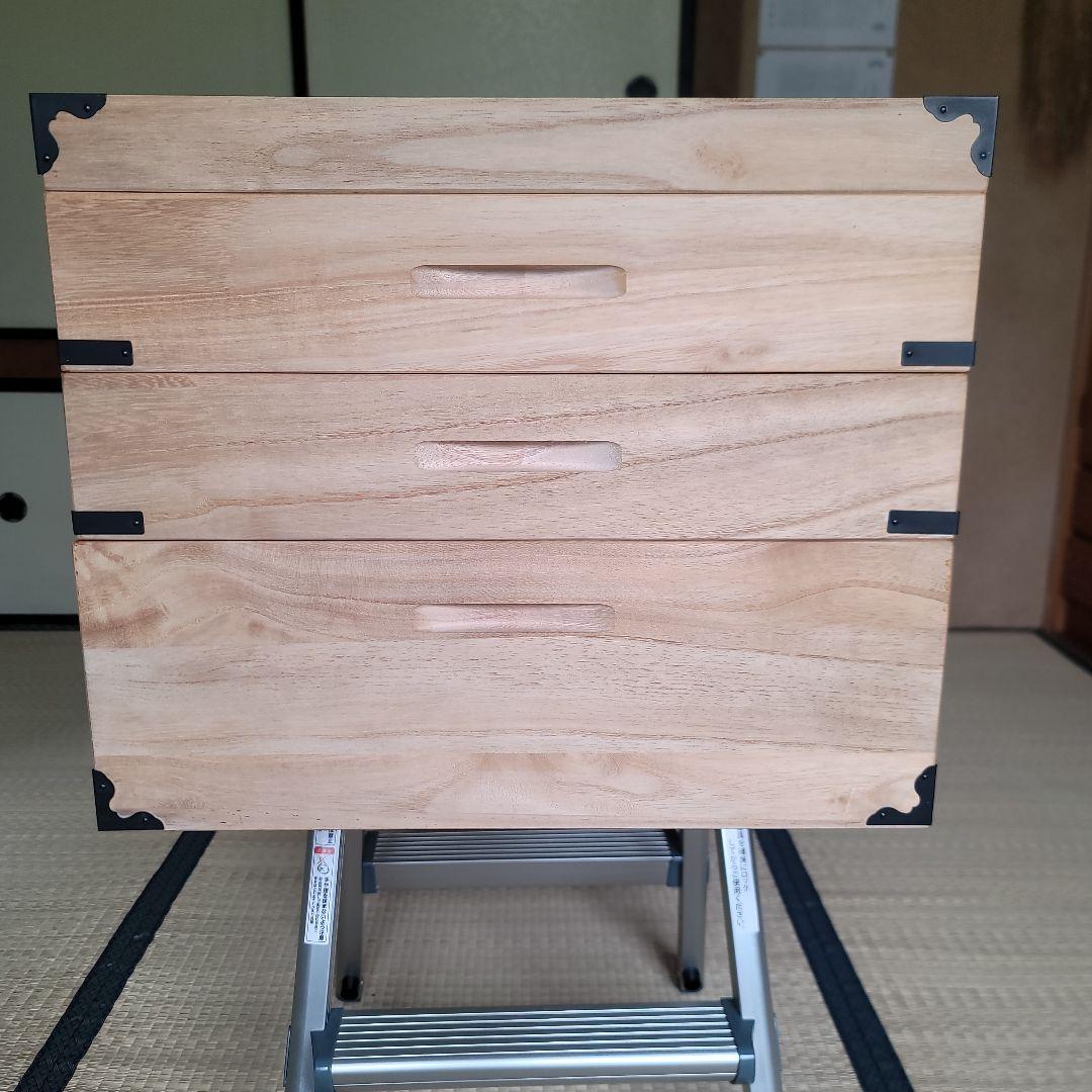 桐衣装箱　3段　蓋付き　着物 収納ケース 和家具