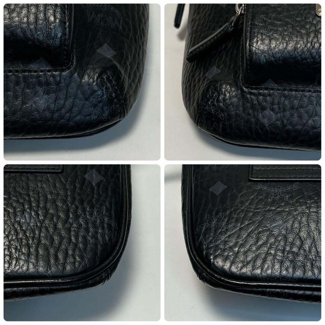 p17【極美品】MCM ヴィセトス柄　ブラック　レザー　ウエストバッグショルダー