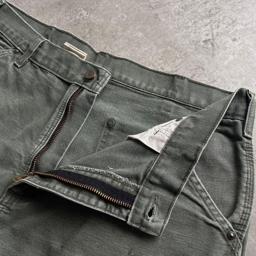 00's■カーハート【W34】ダブルニー ダック モスグリーン ペインターパンツ
