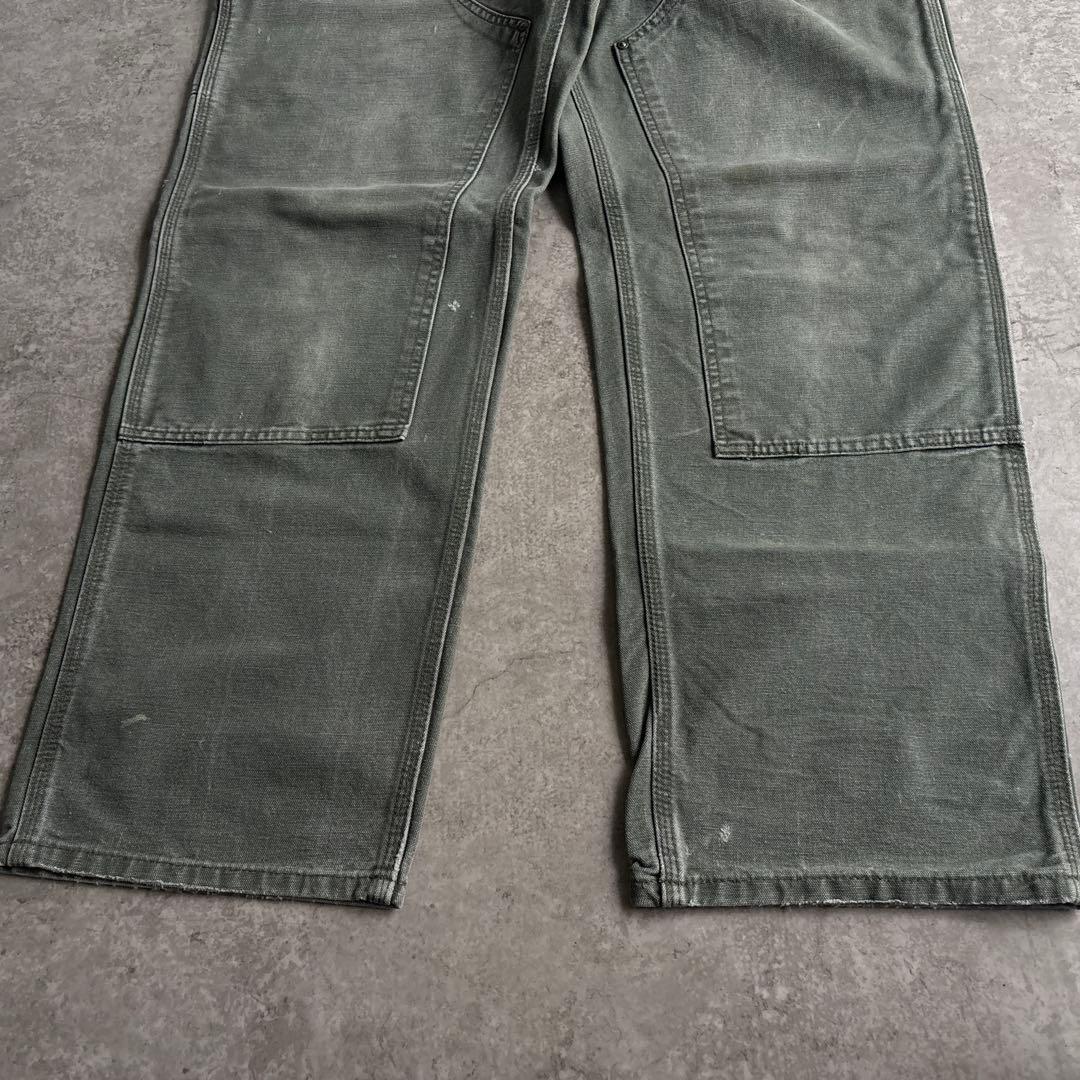 00's■カーハート【W34】ダブルニー ダック モスグリーン ペインターパンツ