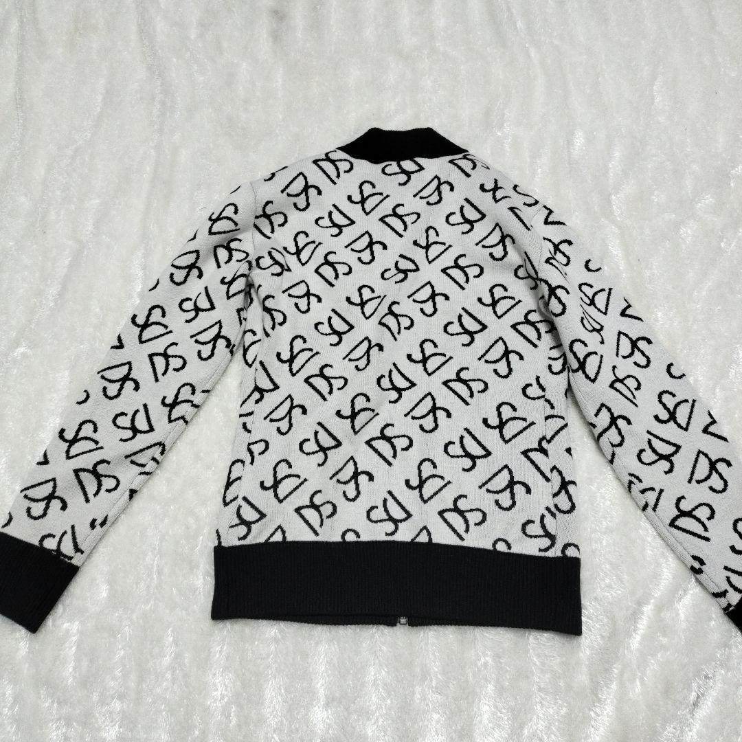 DESCENTEGOLFカシミア混ニットロゴプリント ジップアップジャケットL