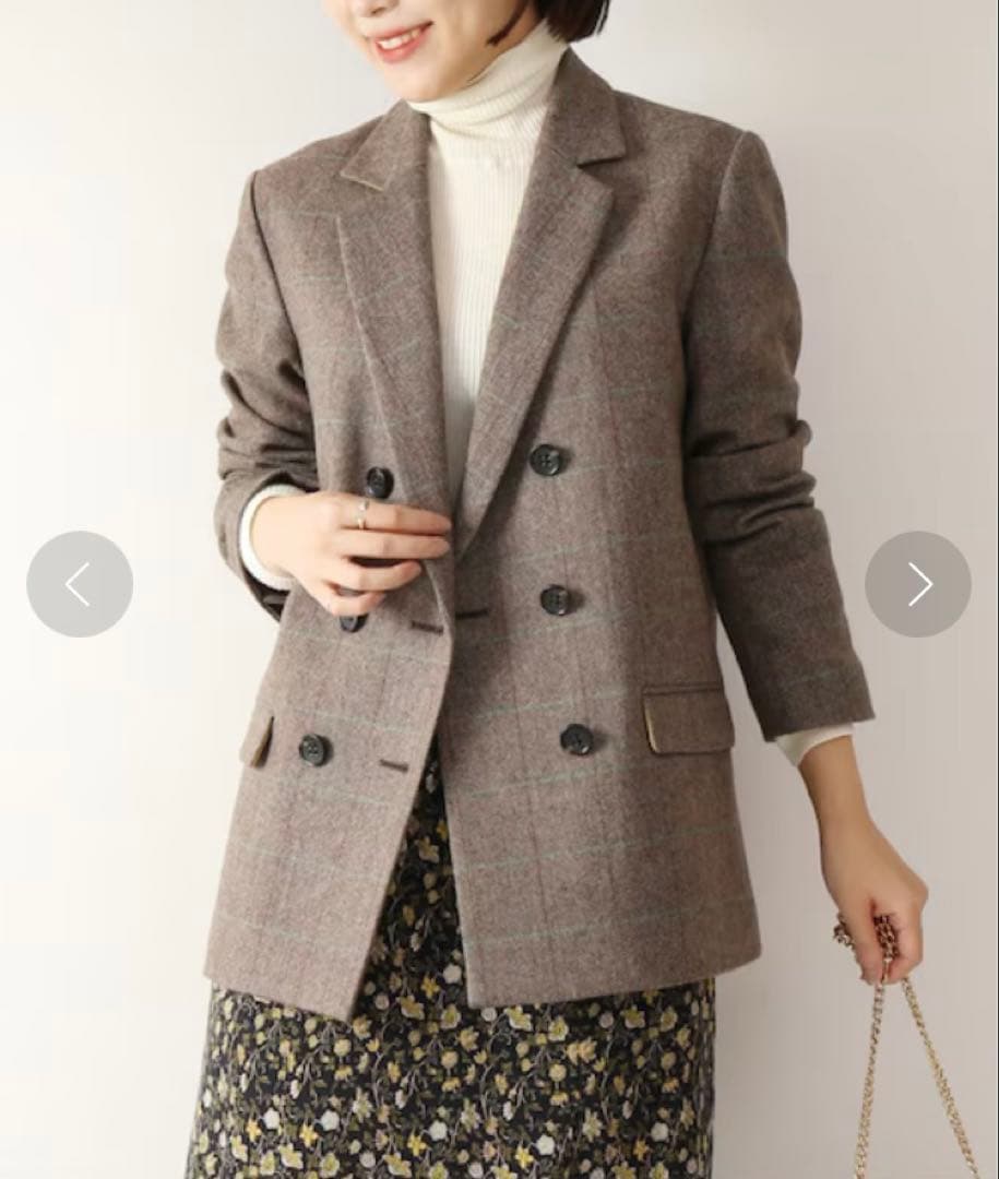 【Spick and Span】美品 ウールヘリンボンジャケット ブラウン 38