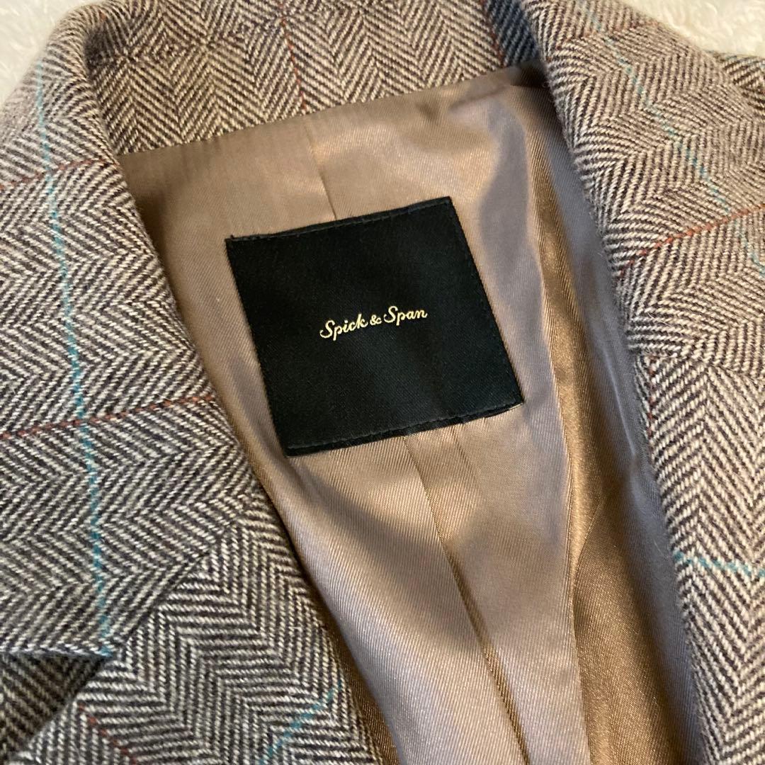 【Spick and Span】美品 ウールヘリンボンジャケット ブラウン 38