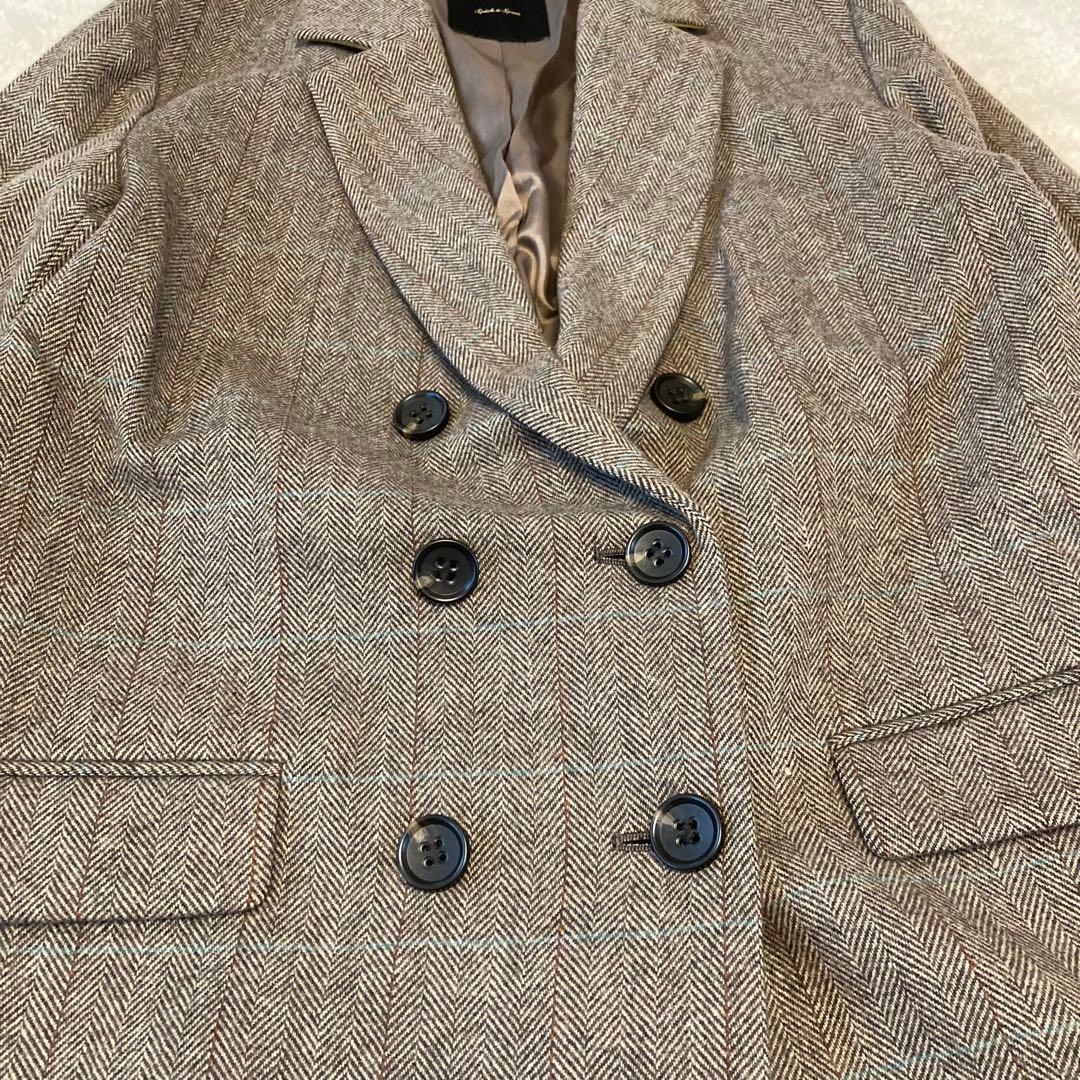 【Spick and Span】美品 ウールヘリンボンジャケット ブラウン 38
