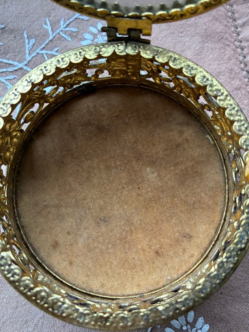 フランス　アンティーク　オルモル　ガラス　ジュエリー　ボックス　真鍮　レア