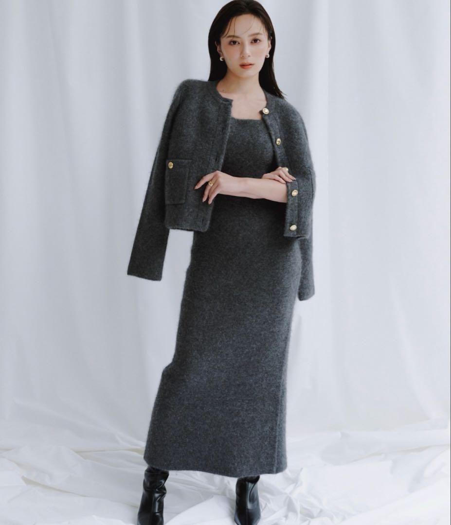 【美品】anuans カシミヤブレンドキャミソールニットワンピースM