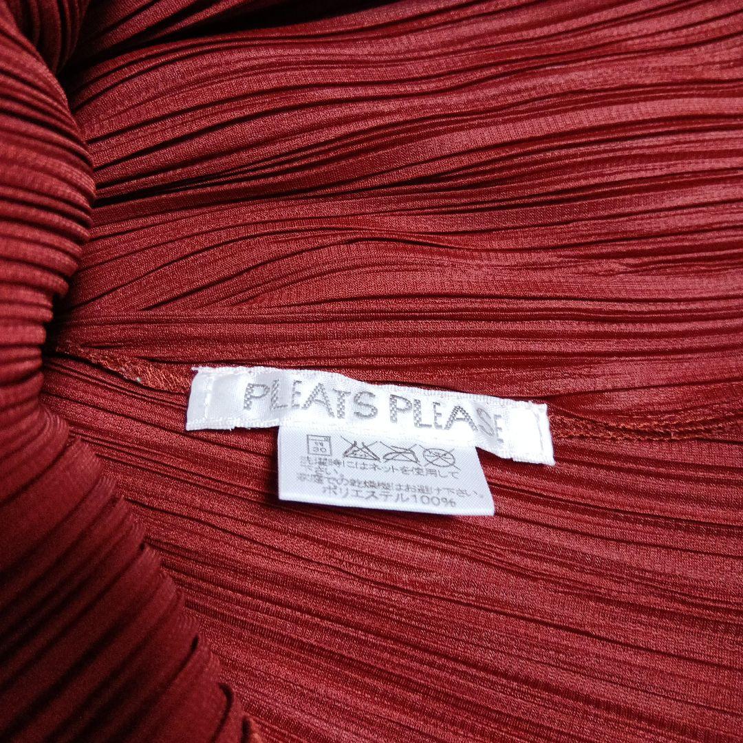 プリーツプリーズ　イッセイミヤケバーガンディ 赤茶色プリーツ 長袖 トップスМ