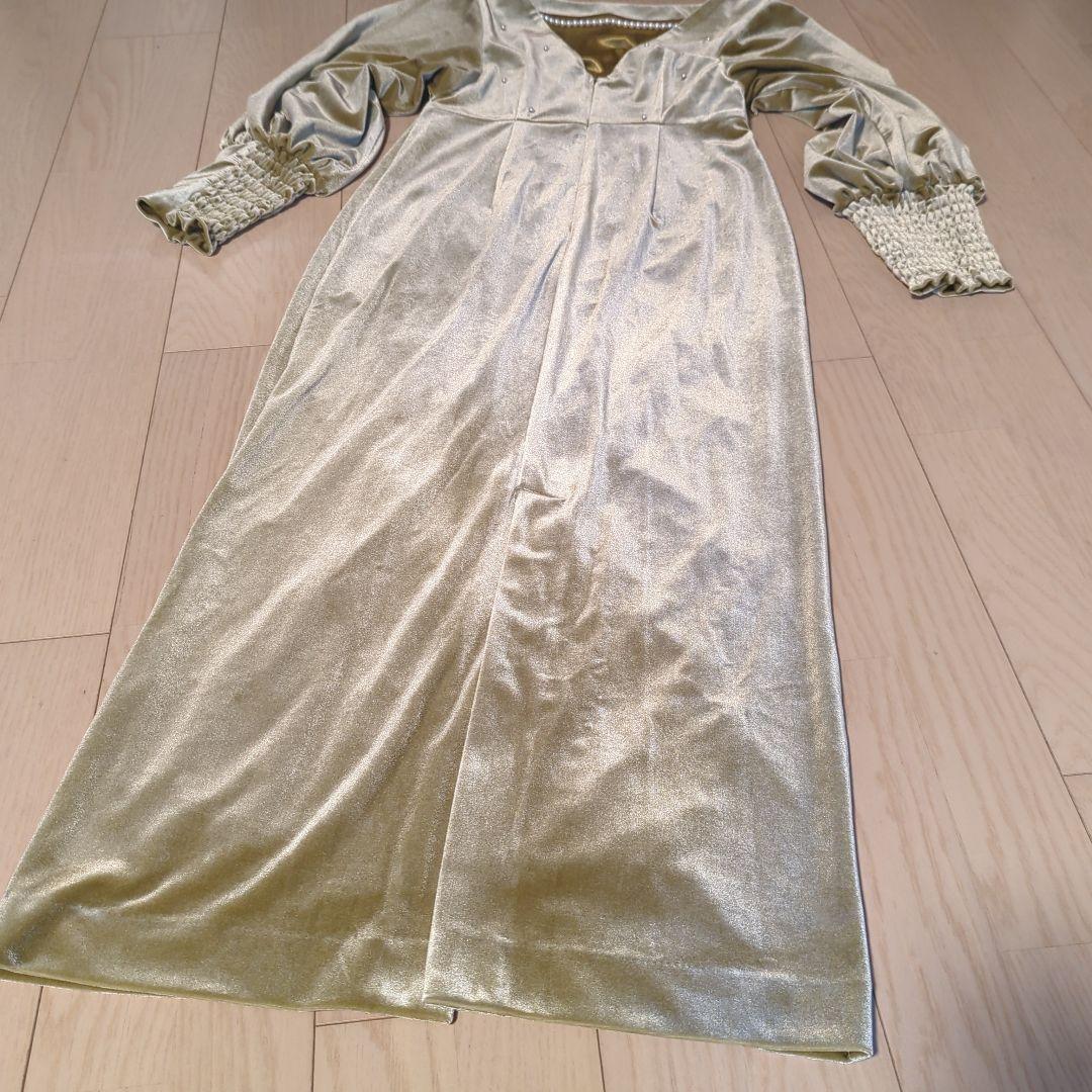 Ameri　BACK OPEN PEARL VELOUR DRESS