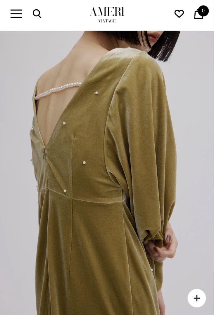 Ameri　BACK OPEN PEARL VELOUR DRESS