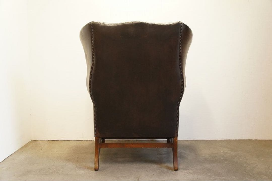 アンティークソファ　本革 ハイバックチェア チェスターフィールド ウィング