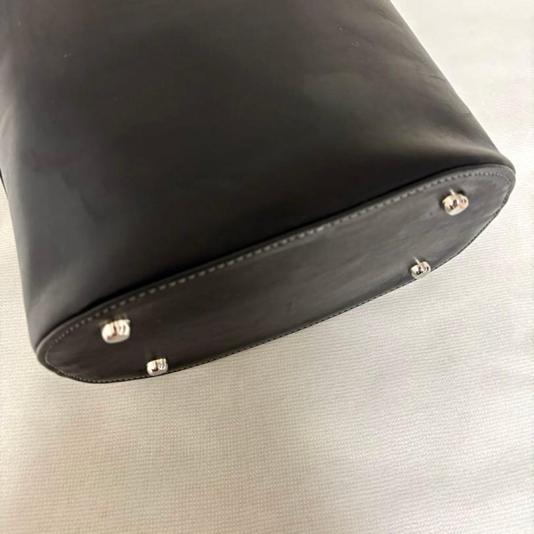 ハンティングワールド バケツ型 オールレザー ショルダーバッグ ネイビー