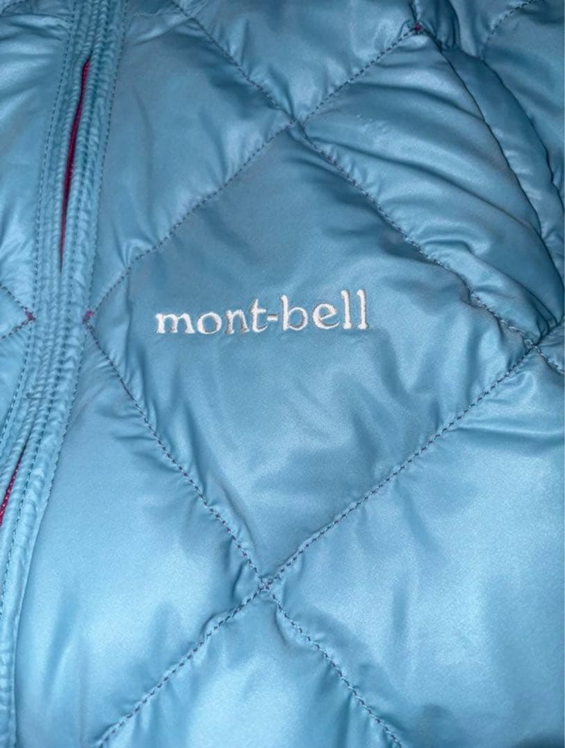 mont-bell ダウンジャケット キルティング　リバーシブル　水色/紫　光沢