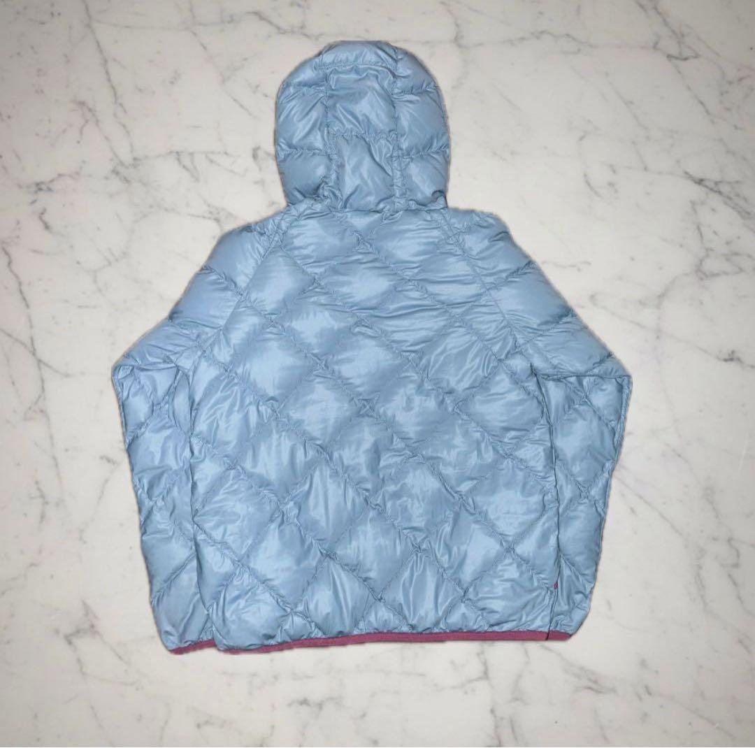 mont-bell ダウンジャケット キルティング　リバーシブル　水色/紫　光沢