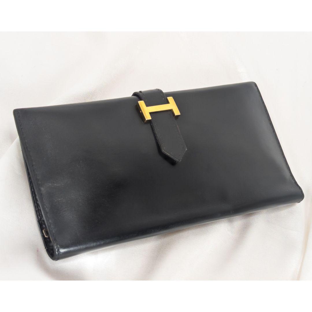 【美品】 エルメス べアン ボックスカーフ ゴールド金具 箱 保存袋付