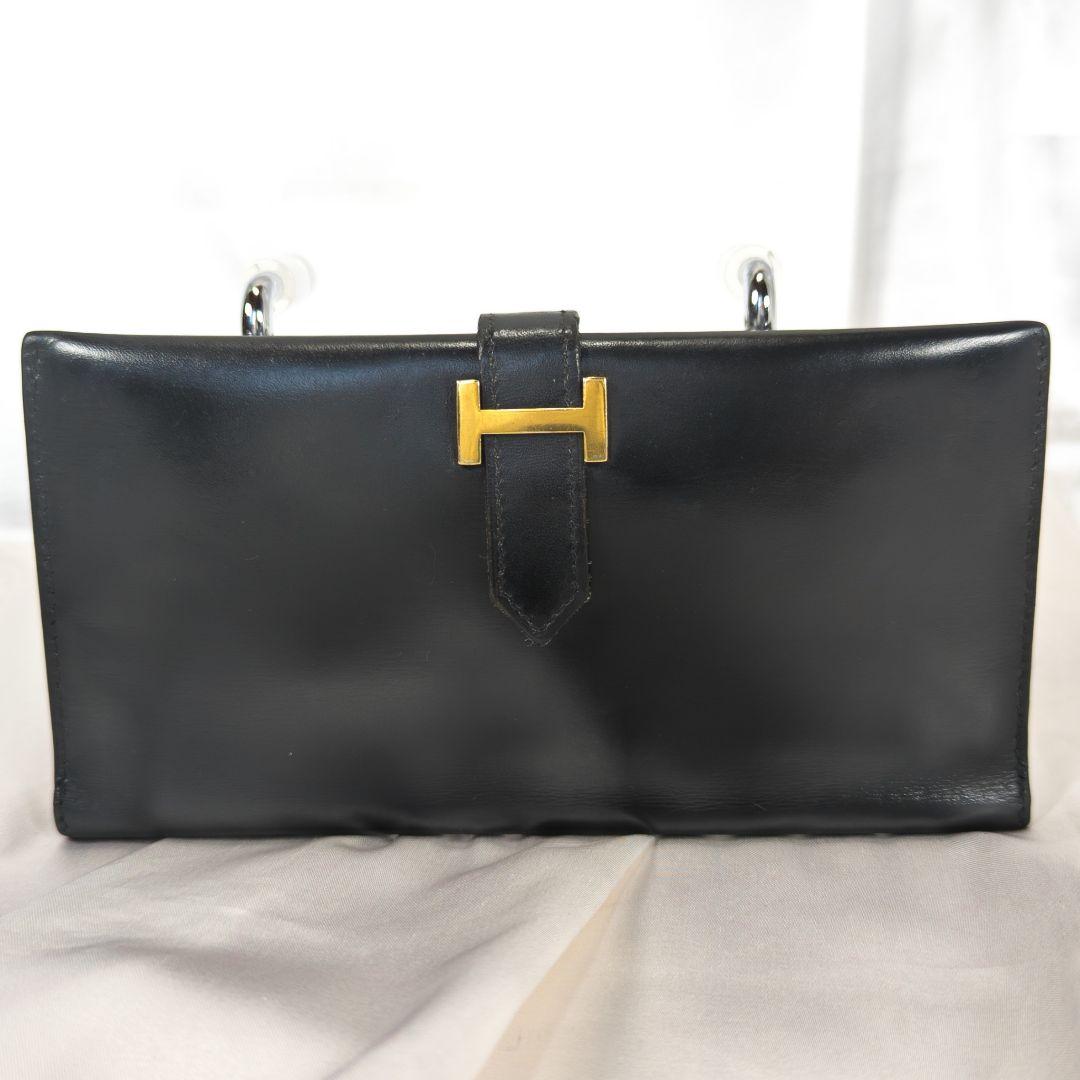 【美品】 エルメス べアン ボックスカーフ ゴールド金具 箱 保存袋付