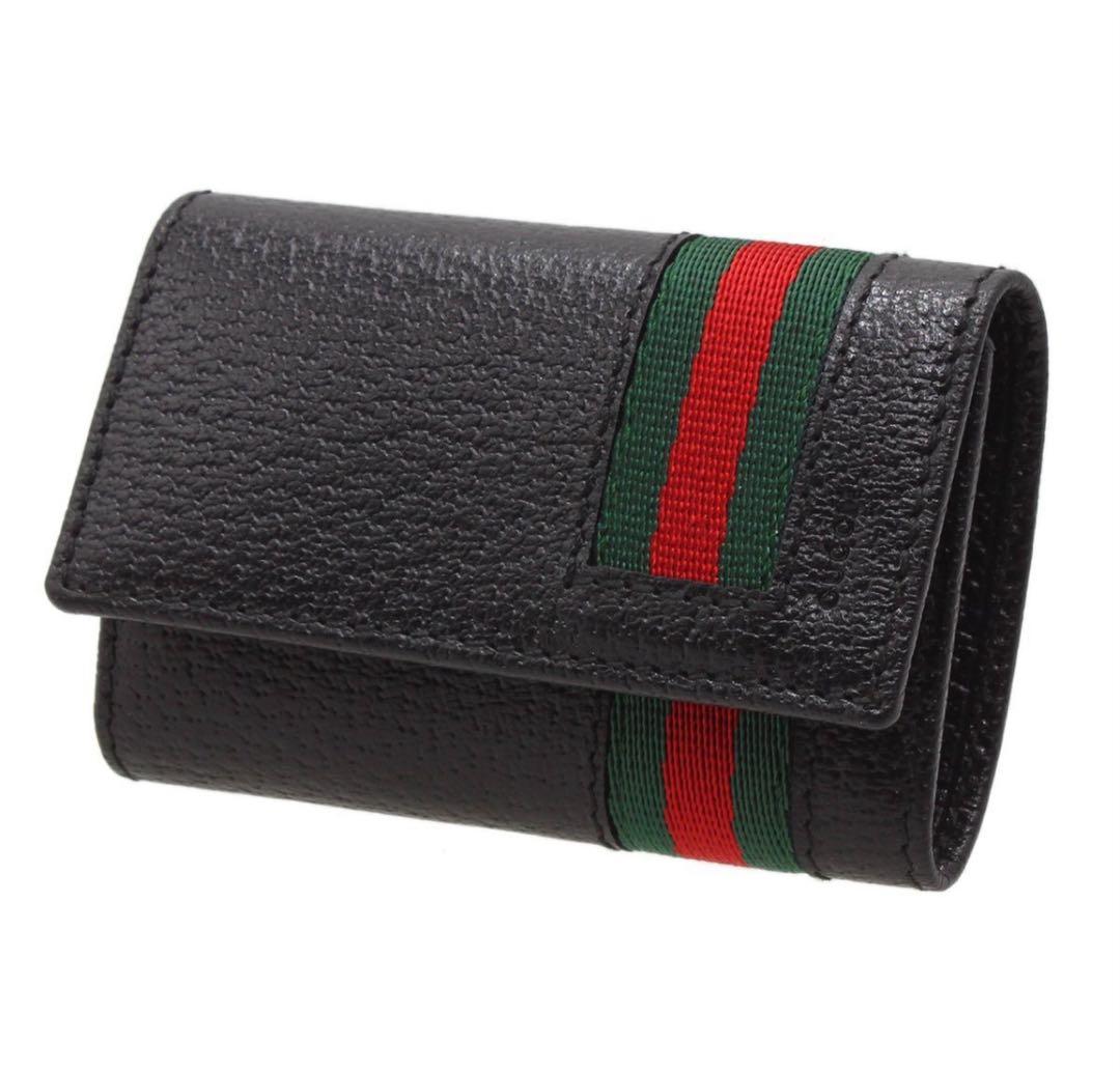 N2598 未使用!! グッチ シェリーライン レザー 6連 キーケース