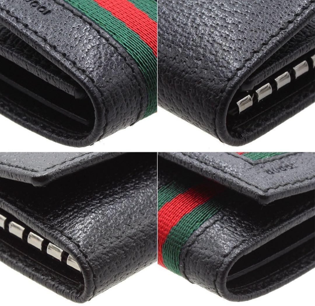 N2598 未使用!! グッチ シェリーライン レザー 6連 キーケース