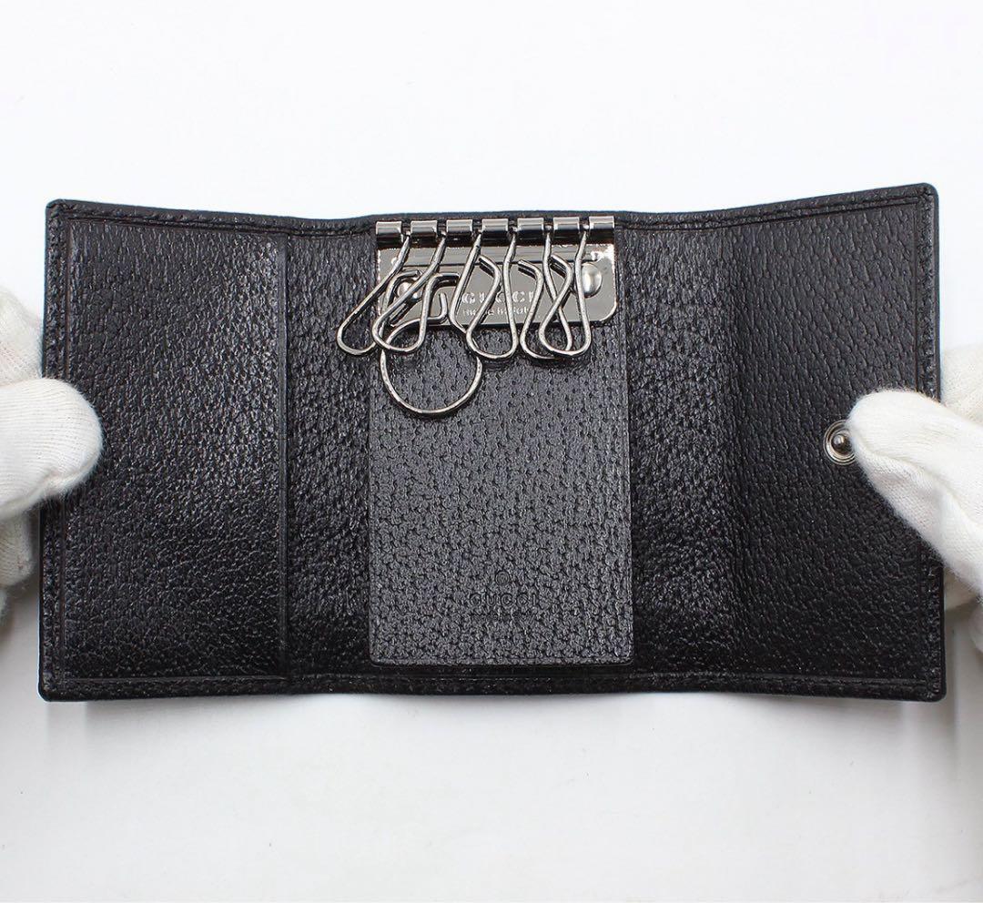 N2598 未使用!! グッチ シェリーライン レザー 6連 キーケース