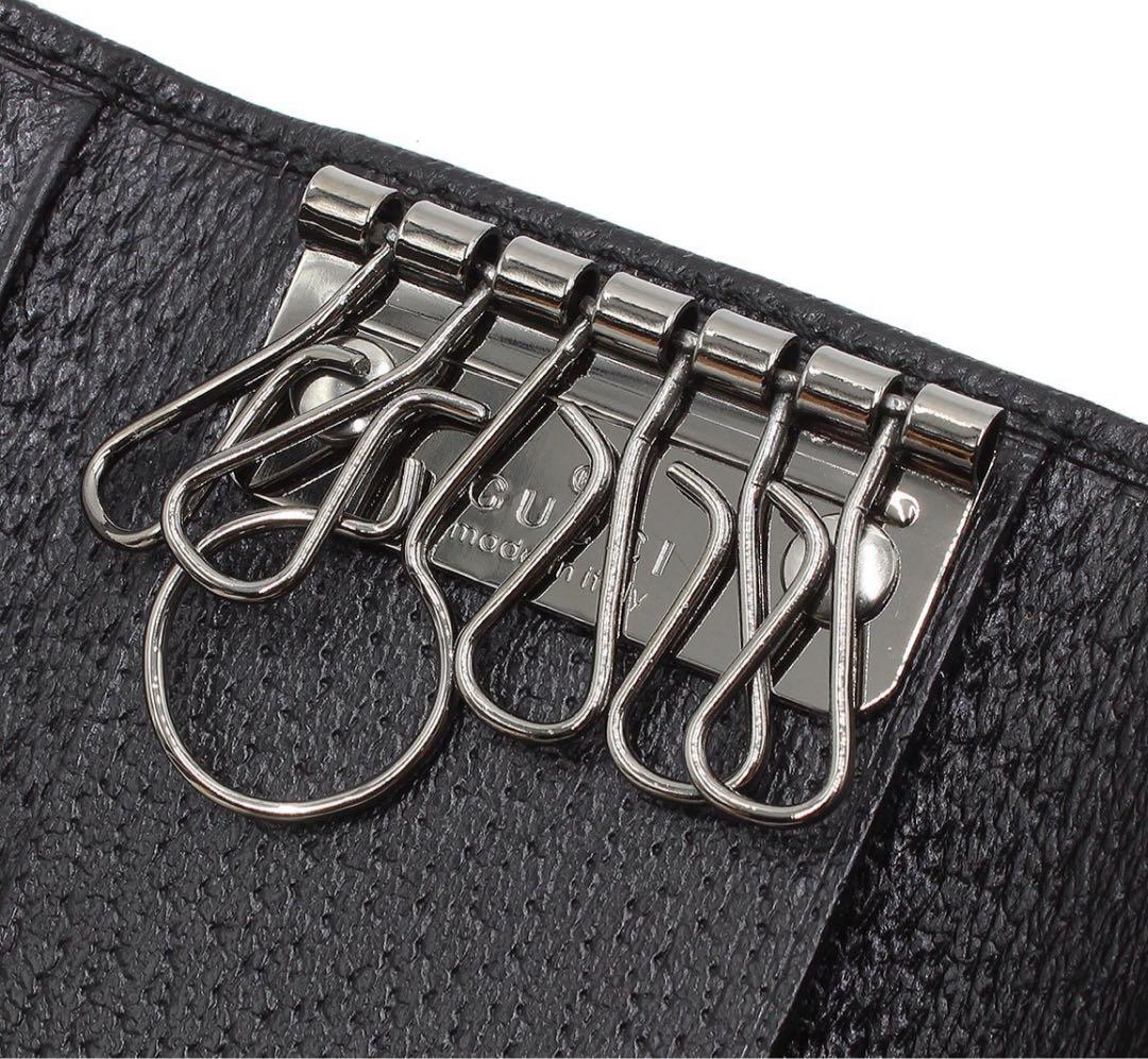 N2598 未使用!! グッチ シェリーライン レザー 6連 キーケース