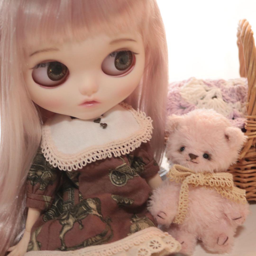 テディベア　9cm ピンク　ハンドメイド　アーティストベア　オリジナルベア