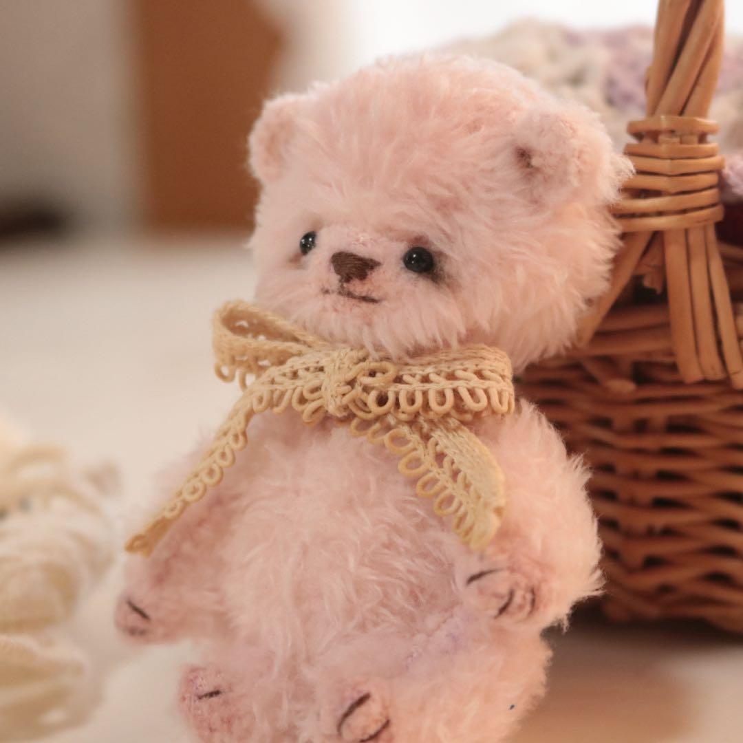 テディベア　9cm ピンク　ハンドメイド　アーティストベア　オリジナルベア
