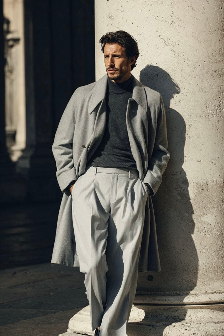 サルトリア チッチオ パンツ スラックス ボタンフライ ライトグレー XL相当