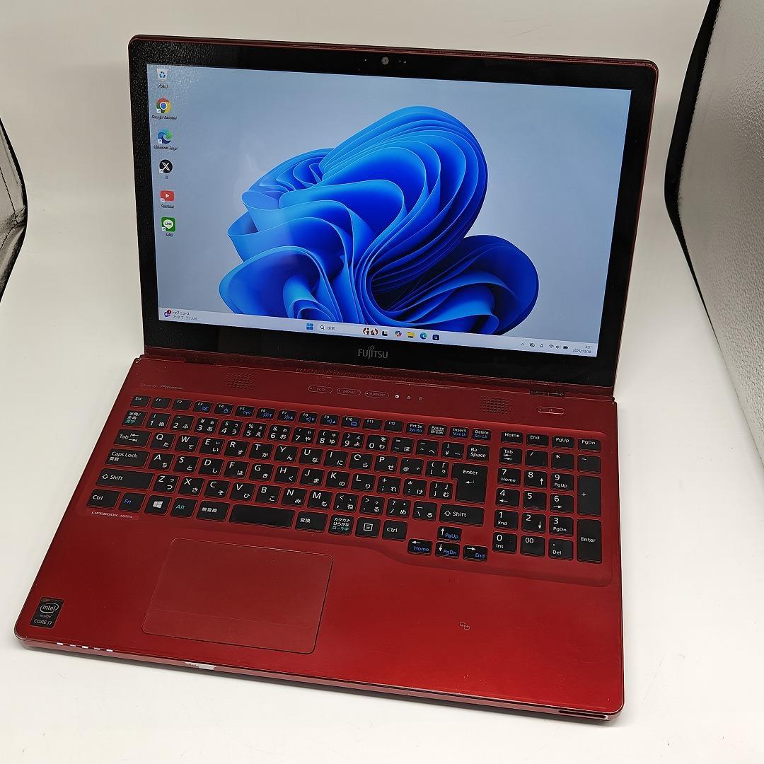 【富士通】AH77 高性能i7 SSD512GB 16GB レッド ノートPC