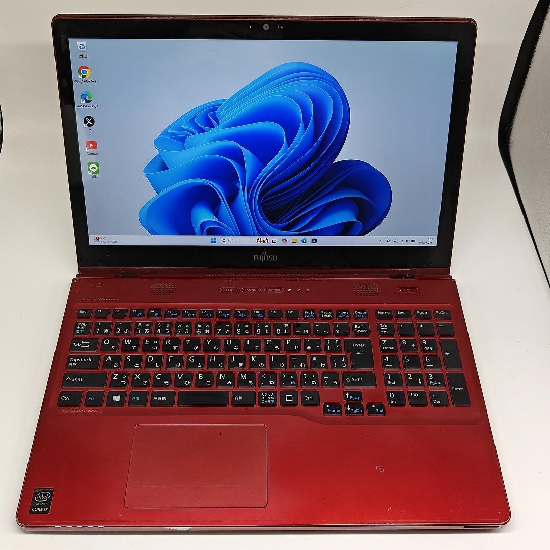 【富士通】AH77 高性能i7 SSD512GB 16GB レッド ノートPC