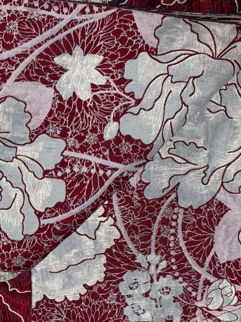 大人兵児帯【スノーホワイト　プラチナシルバー】【篤姫】【シャクヤク紅】