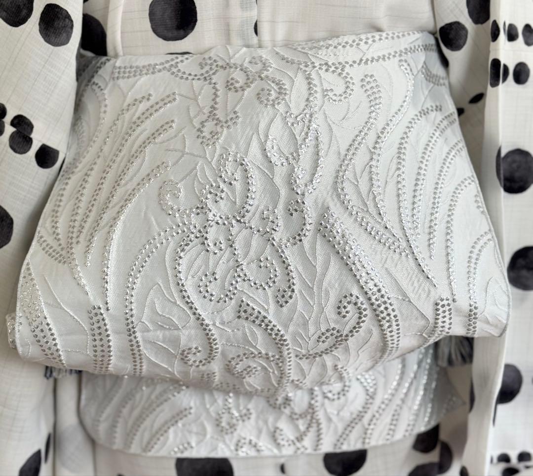 大人兵児帯【スノーホワイト　プラチナシルバー】【篤姫】【シャクヤク紅】