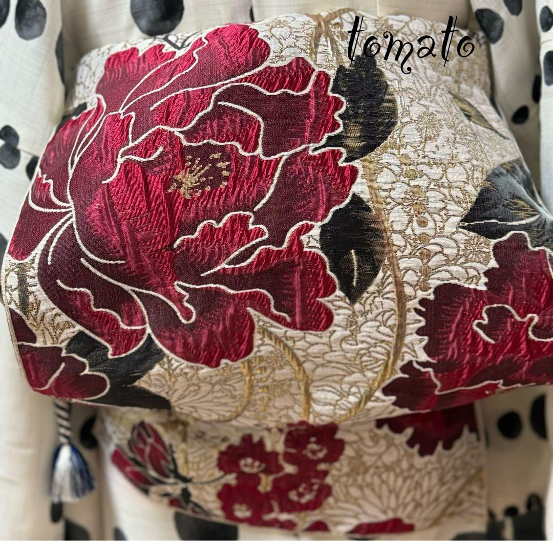 大人兵児帯【スノーホワイト　プラチナシルバー】【篤姫】【シャクヤク紅】