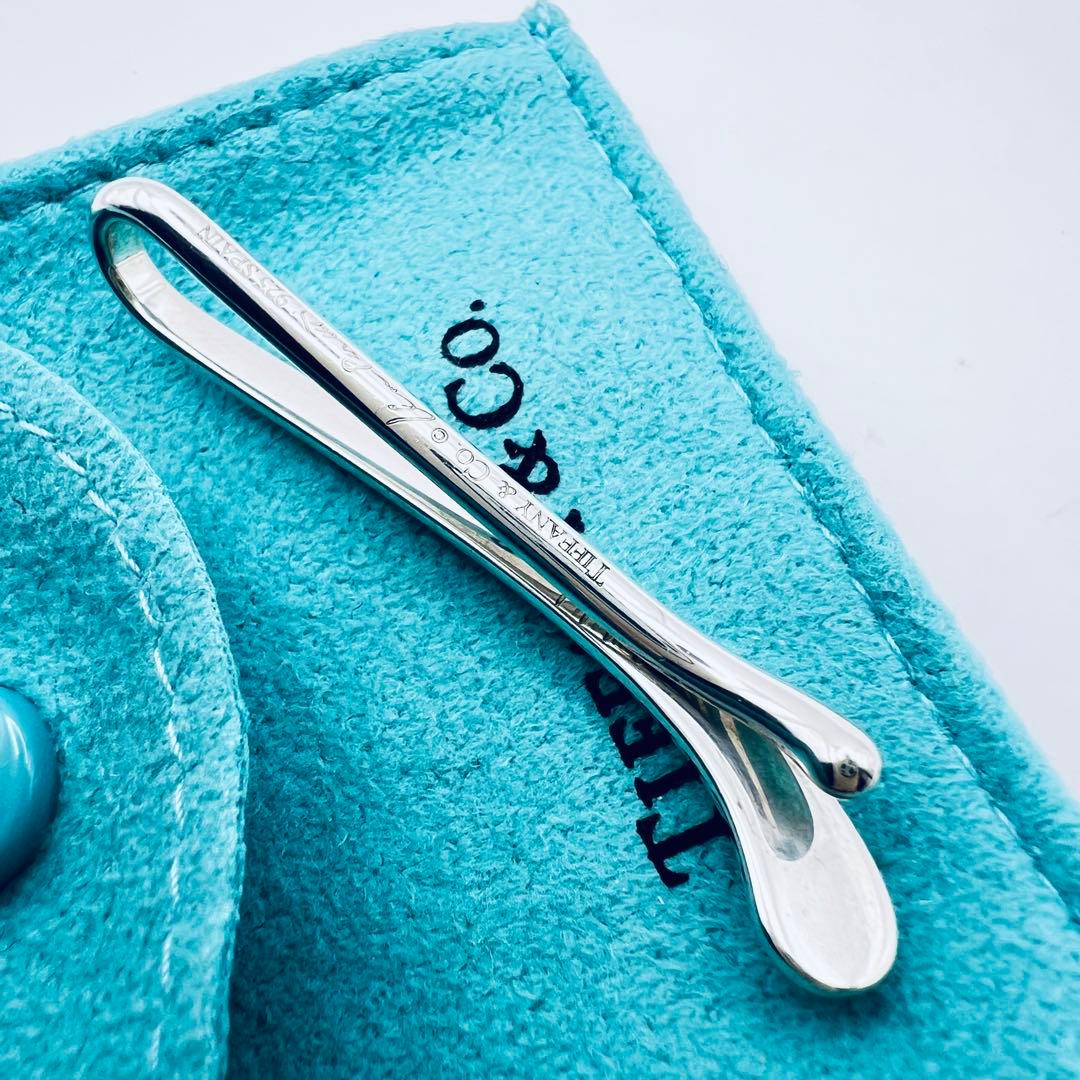 美品　ティファニー　ティアドロップ　ネクタイピン　クリップ　バー　シルバー