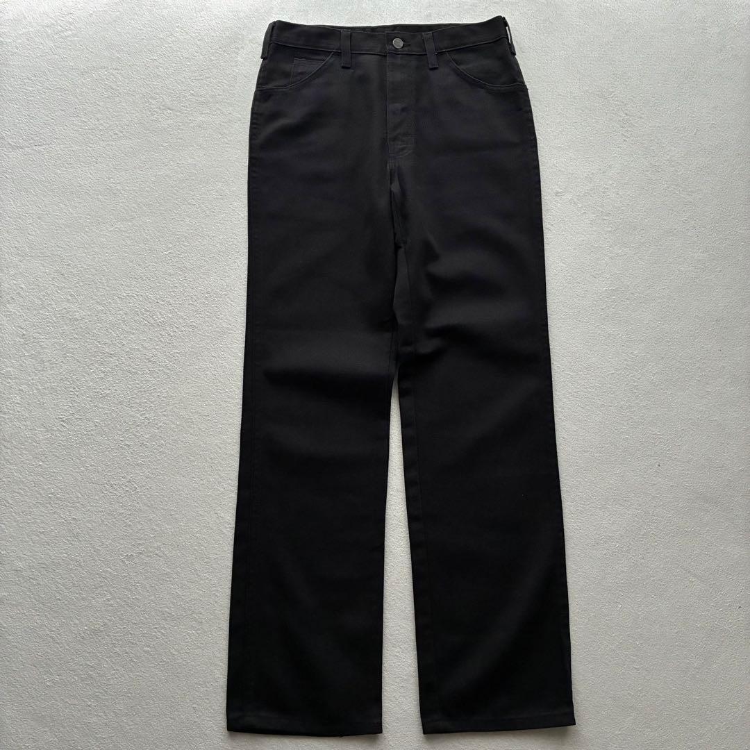90s DICKIES コットンポリ スラックスパンツ ブラック W31 古着