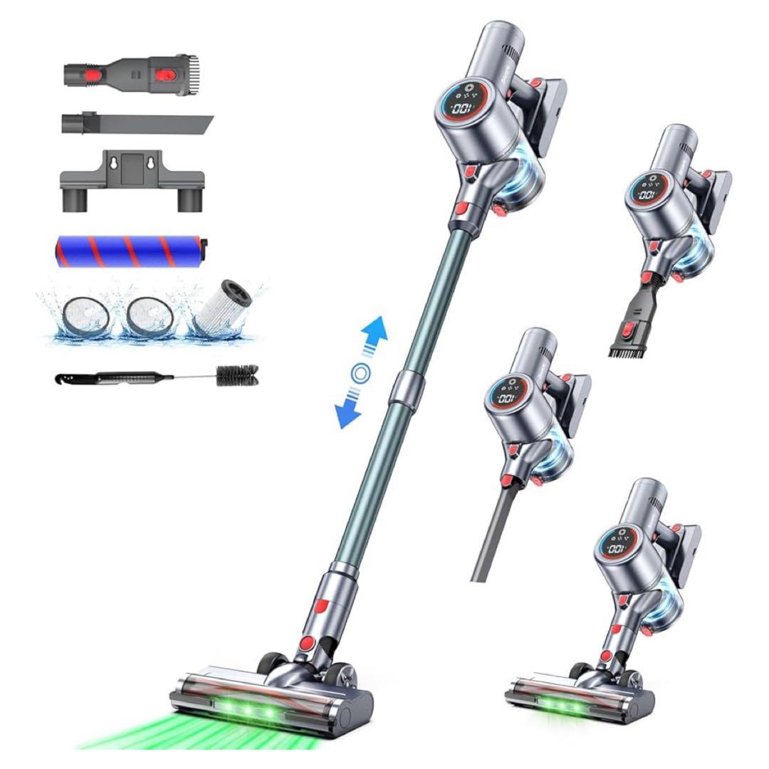 50Kpa強力吸引✨コードレス掃除機 65分連続稼働 自立式 LED 低騒音