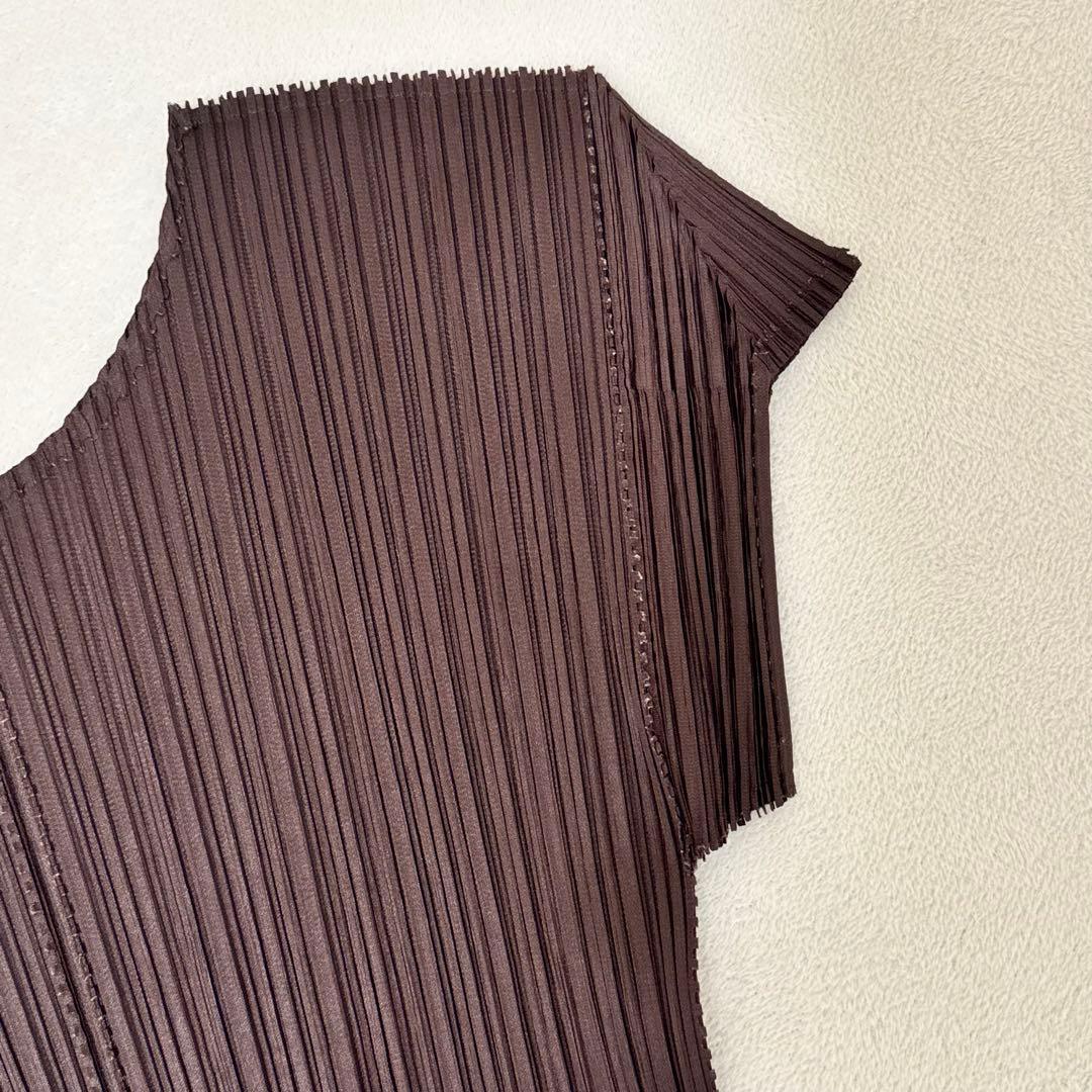 極美品✨PLEATS PLEASE 特殊加工　プリーツ　半袖　ブラウン　トップス