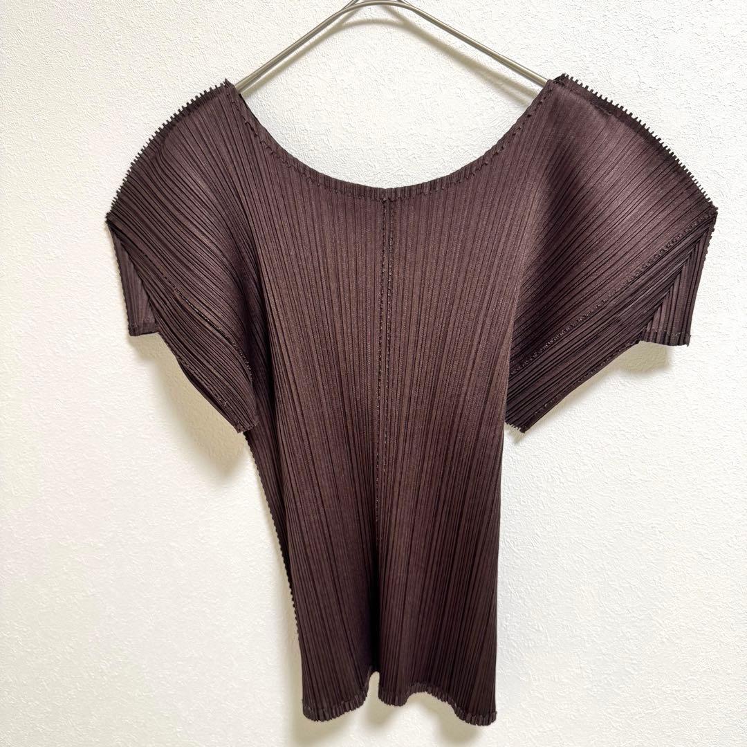 極美品✨PLEATS PLEASE 特殊加工　プリーツ　半袖　ブラウン　トップス