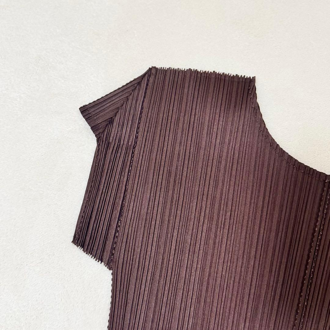 極美品✨PLEATS PLEASE 特殊加工　プリーツ　半袖　ブラウン　トップス