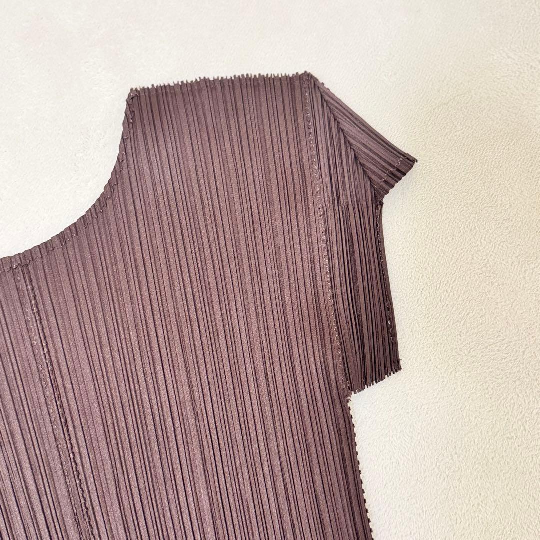 極美品✨PLEATS PLEASE 特殊加工　プリーツ　半袖　ブラウン　トップス