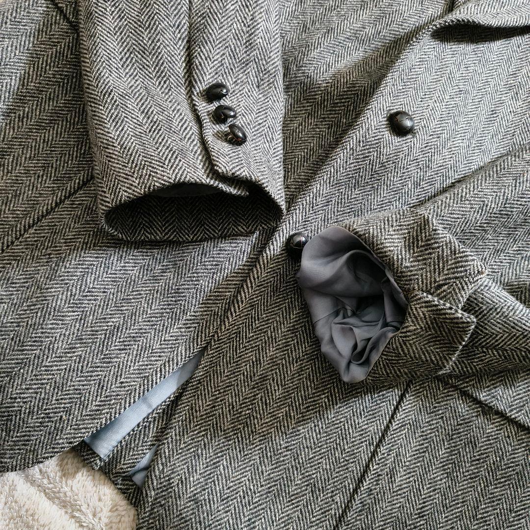 XL相当 テーラード ヘリンボーン エルボーパッチ くるみボタン