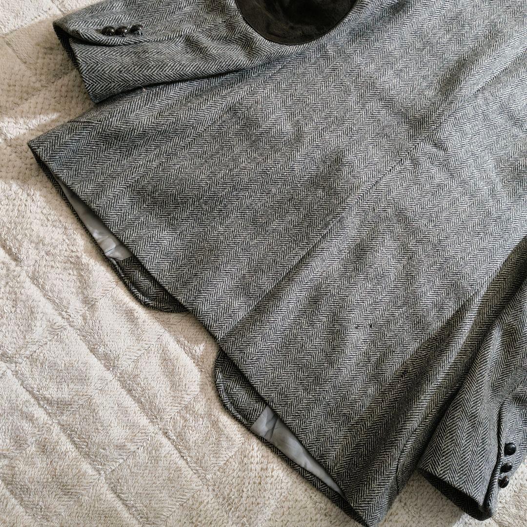 XL相当 テーラード ヘリンボーン エルボーパッチ くるみボタン
