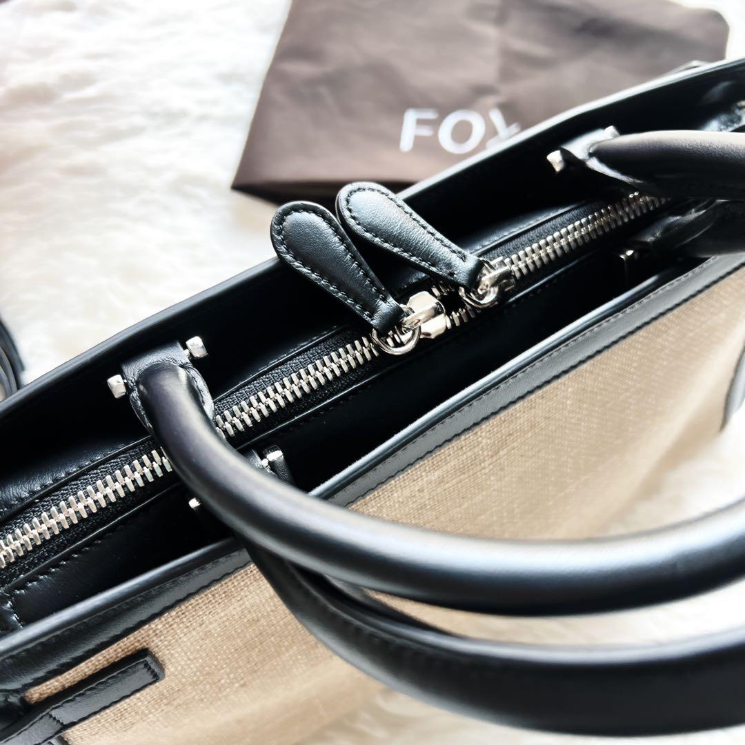 極美品　foxyフォクシー　キャンバス　レザー　本革　ショルダー　バッグ