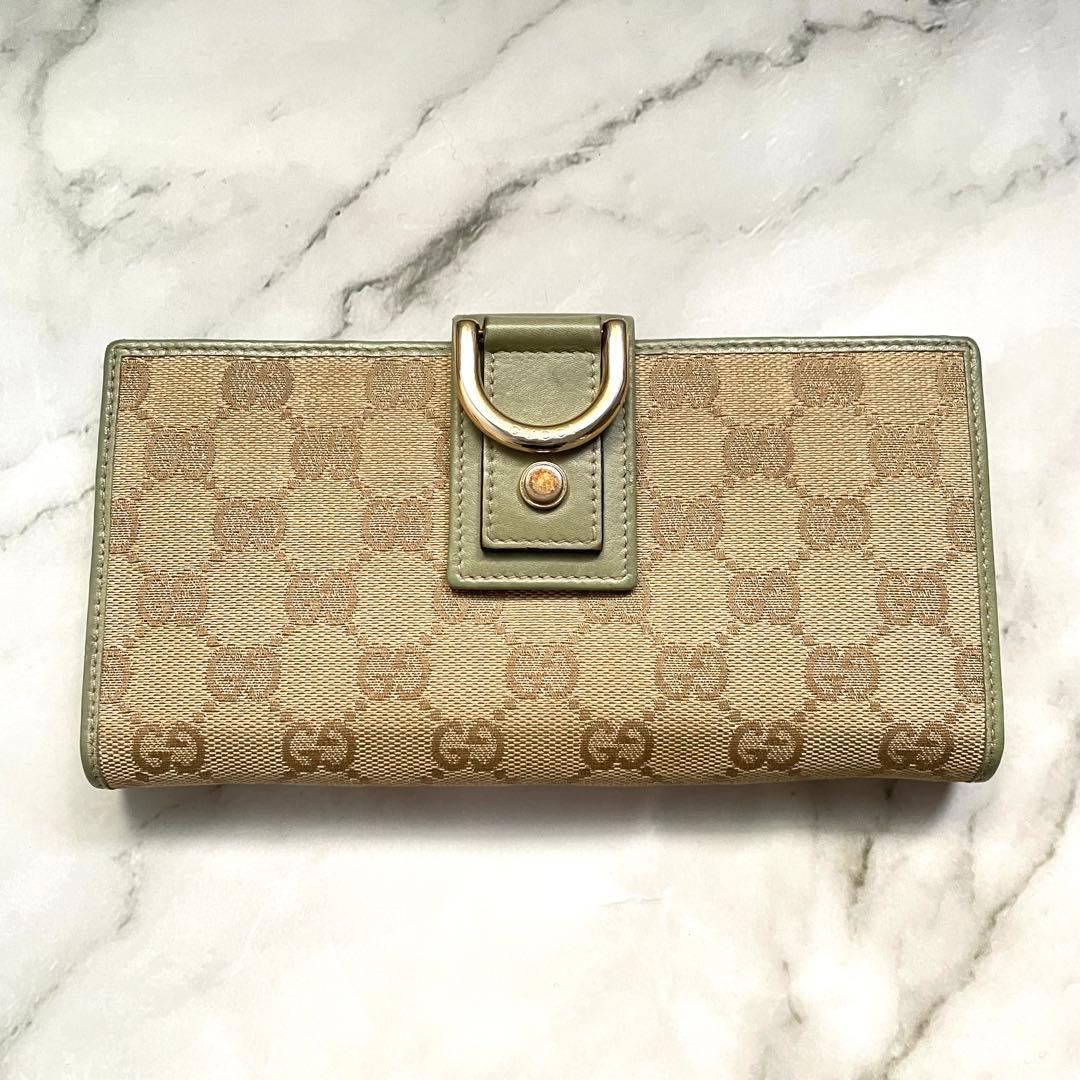 GUCCI グッチ　GG キャンバス 長財布　アビー　希少色　0120-①