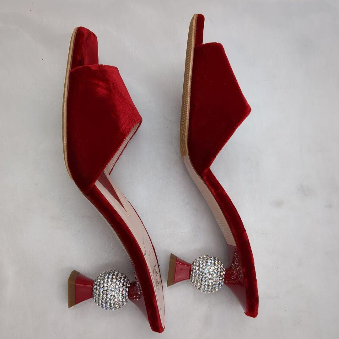 未使用級 ロジェヴィヴィエ ビジュー ヒール ベロア ミュール 36 23cm