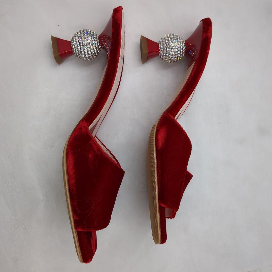 未使用級 ロジェヴィヴィエ ビジュー ヒール ベロア ミュール 36 23cm