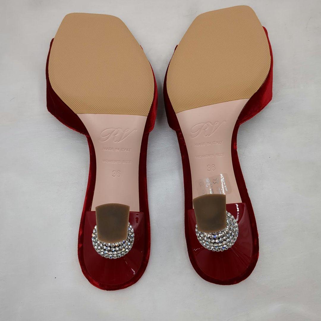 未使用級 ロジェヴィヴィエ ビジュー ヒール ベロア ミュール 36 23cm