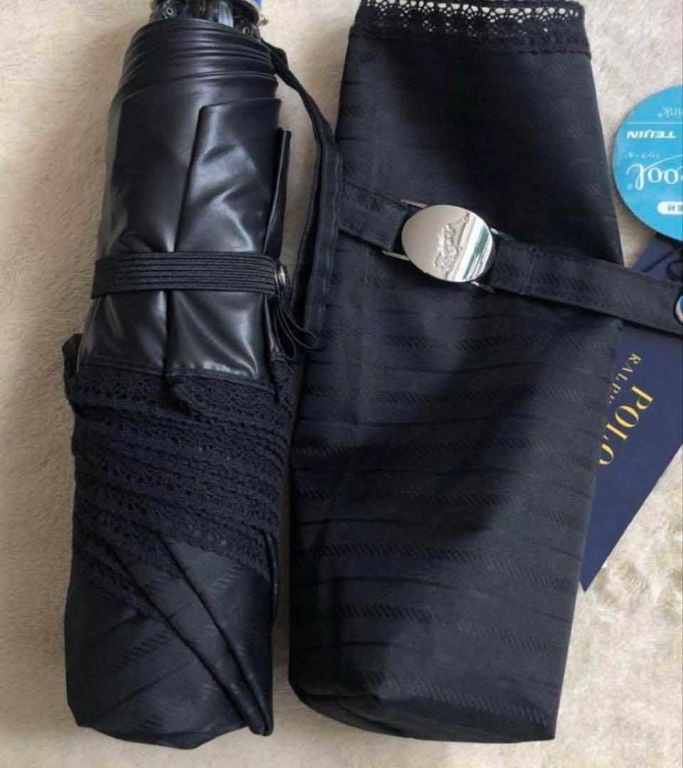 《新品》ラルフローレン　ボーダー折り畳み　晴雨兼用傘　1級遮光遮熱　フワクール