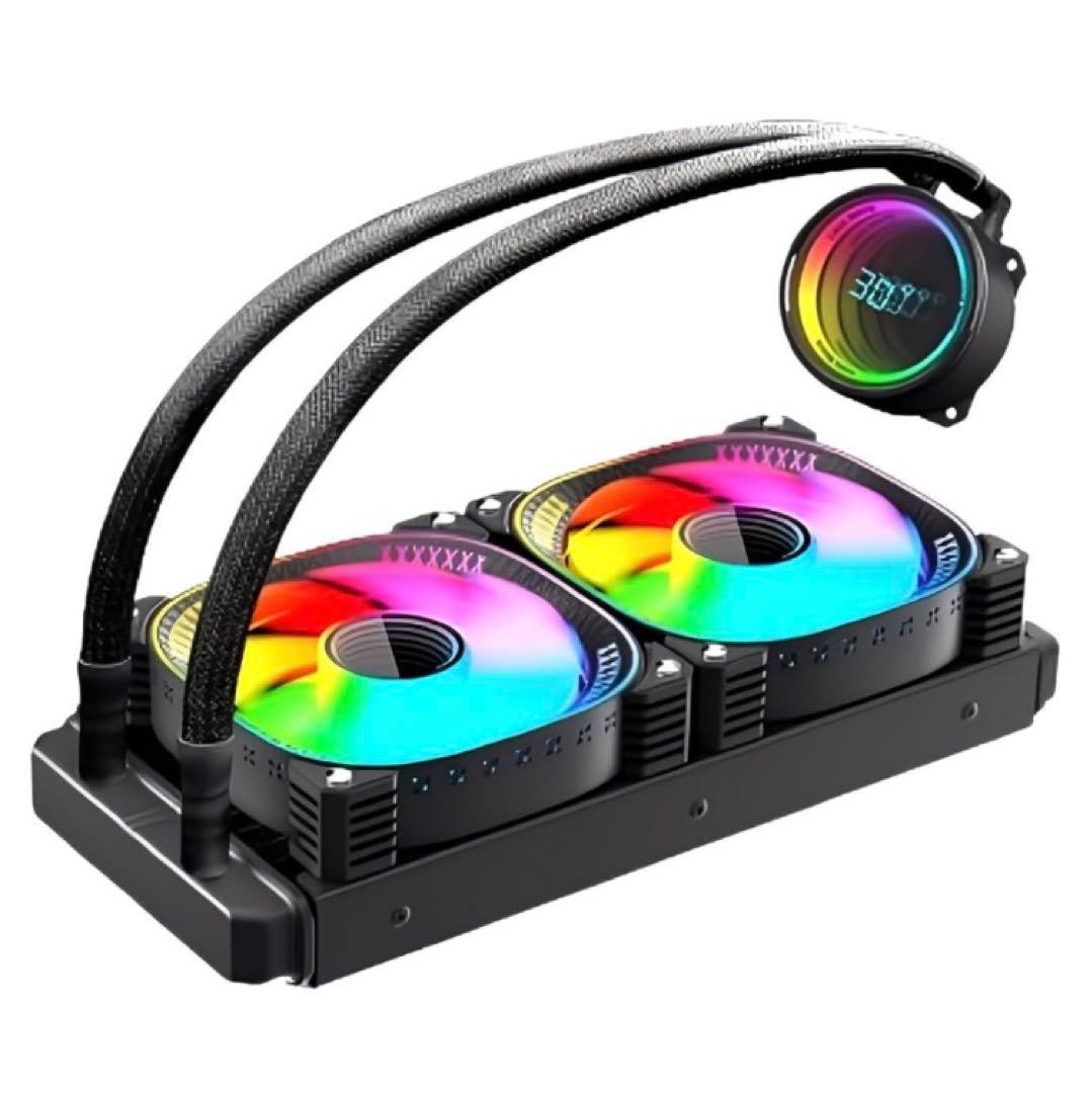 【新品】COOLMOON 簡易水冷クーラー 240mmCPUクーラーブラック／黒